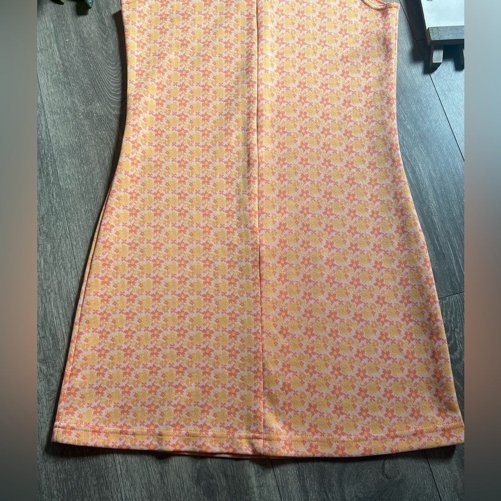 Vintage 90s Xhilaration Orange & Pink Zipper Front Sheath Jumper USA Made Size M - Picture 4 of 12